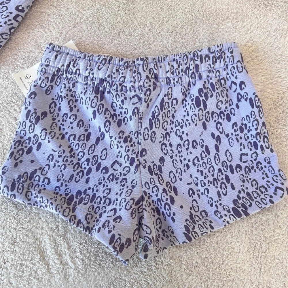 Mini Rodini Purple Leopard Print Sweatshirt and Shorts Set 92/98 1.5-3Y NWT